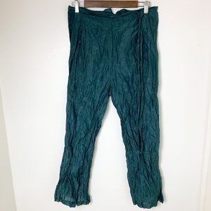 NWT Colour 5 Power green silk blend crinkle pant trouser large